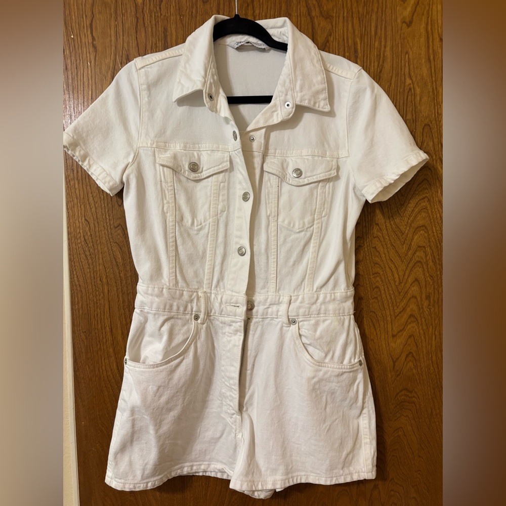 Zara White denim romper